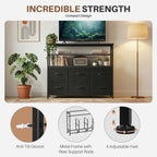 JIOABL TV Stand with  Fabric Drawers & Power Outlet, LED TV Console with USB & Type-C, Storage Dresser for Living Room