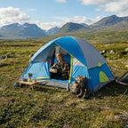 JIOABL Dome Camping Tent, Waterproof Polyester with Rainfly, Easy Setup, Ventilated Windows & Skylights, Portable Backpacking Tent
