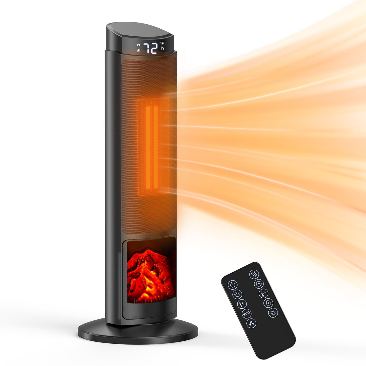 JIOABL Electric Space Heater with Remote and Thermostat, Overheating Protection for Indoor
