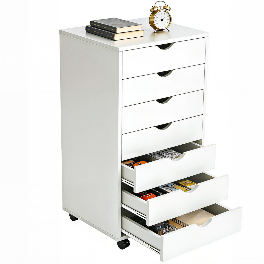 JIOABL 3-Drawer File Cabinet, Lateral Mobile Filing Cabinet Wood Storage Organizer with Wheels, Printer Stand & Open Shelves for Home Office