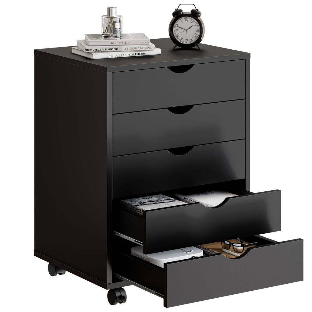 JIOABL 3-Drawer File Cabinet, Lateral Mobile Filing Cabinet Wood Storage Organizer with Wheels, Printer Stand & Open Shelves for Home Office