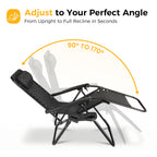 JIOABL 2pcs Adjustable Zero Gravity Chair with Pillow and Cup Holder,Patio Outdoor Foldable Lawn Lounge Chairs, Metal