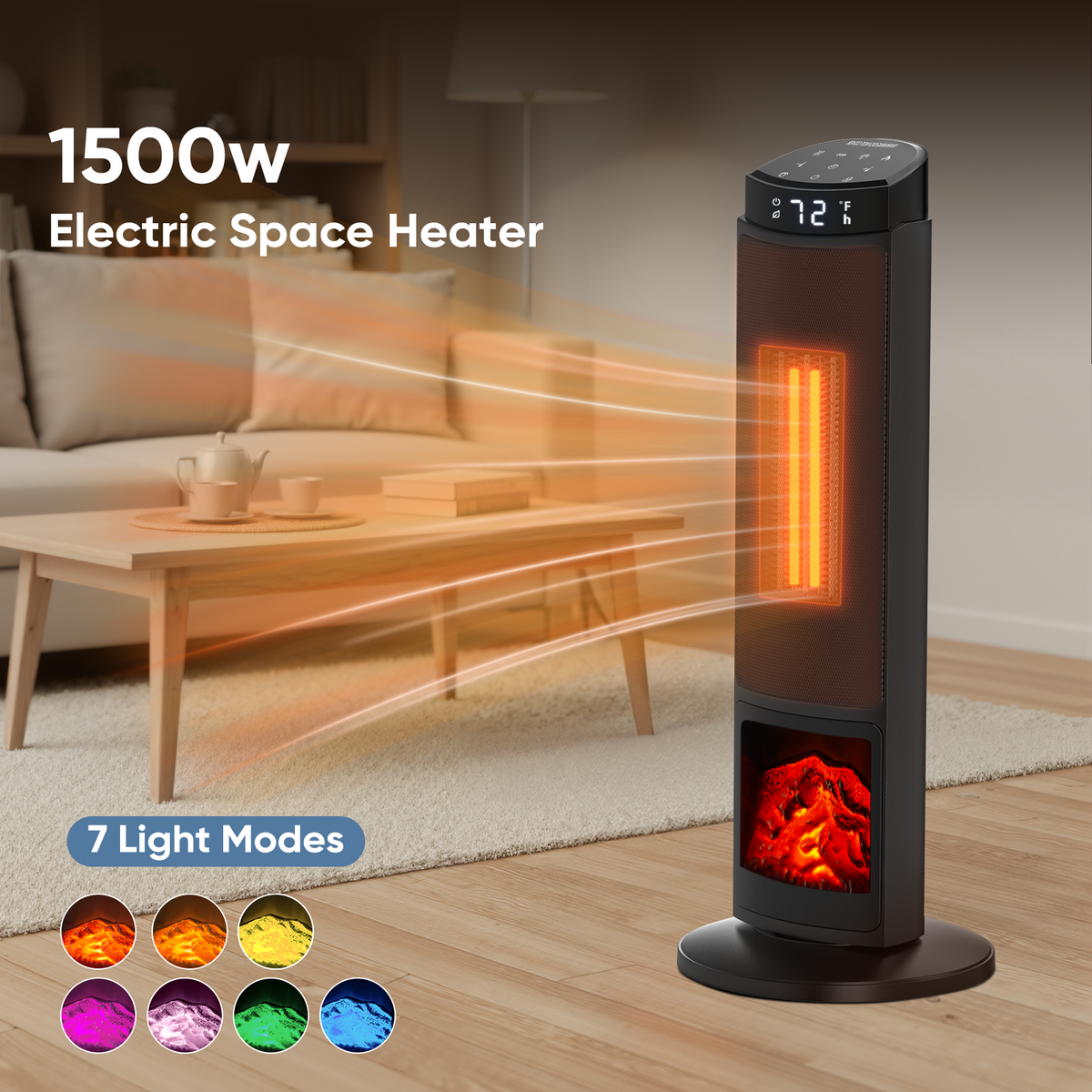 JIOABL Electric Space Heater with Remote and Thermostat, Overheating Protection for Indoor