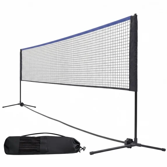 JIOABL Portable Badminton Net Set, 10FT Adjustable Height for Outdoor & Indoor Use, Includes Carry Bag, Easy Setup No Tools Needed, Red-Black