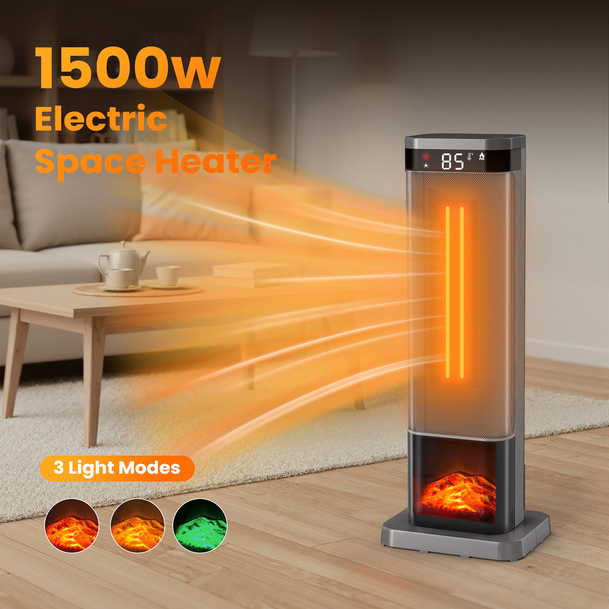 JIOABL Portable Space Heater with Remote, Thermostat, Overheating Protection for Indoor Use