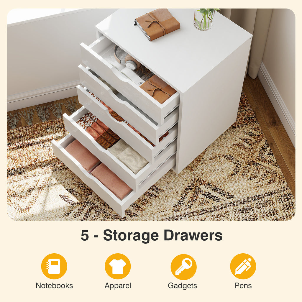 JIOABL 3-Drawer File Cabinet, Lateral Mobile Filing Cabinet Wood Storage Organizer with Wheels, Printer Stand & Open Shelves for Home Office