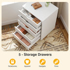 JIOABL 3-Drawer File Cabinet, Lateral Mobile Filing Cabinet Wood Storage Organizer with Wheels, Printer Stand & Open Shelves for Home Office