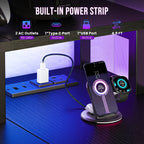JIOABL L Shaped Computer Gaming Desk with USB Charging Ports & LED Lights, Reversible Corner Table with Power Outlets Monitor Stand for Home Office