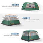 JIOABL 6 Person Camping Tent with Rainfly, Waterproof Polyester, Easy Setup, Portable with Carry Bag, Stakes & Ropes for Outdoor Camping