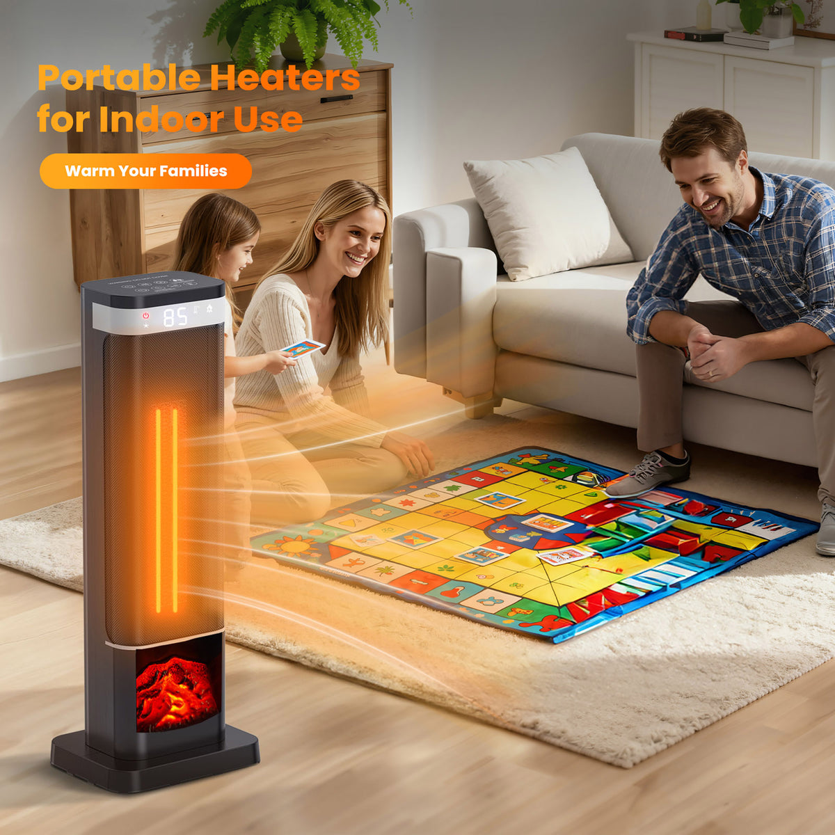 JIOABL Portable Space Heater with Remote, Thermostat, Overheating Protection for Indoor Use