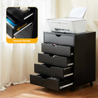JIOABL 3-Drawer File Cabinet, Lateral Mobile Filing Cabinet Wood Storage Organizer with Wheels, Printer Stand & Open Shelves for Home Office