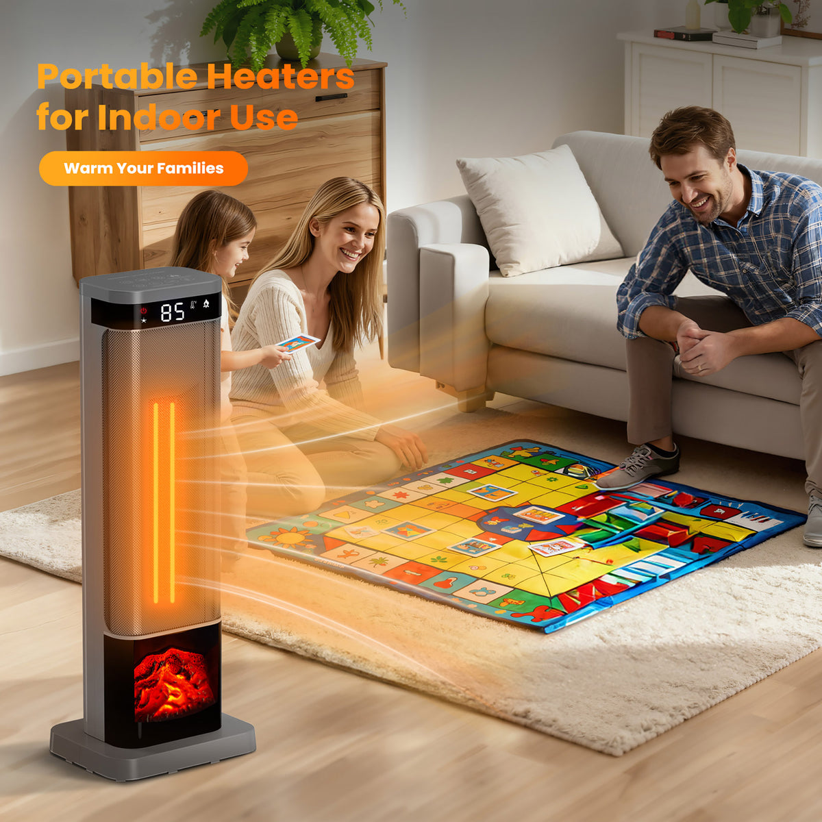 JIOABL Portable Space Heater with Remote, Thermostat, Overheating Protection for Indoor Use