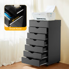 JIOABL 3-Drawer File Cabinet, Lateral Mobile Filing Cabinet Wood Storage Organizer with Wheels, Printer Stand & Open Shelves for Home Office