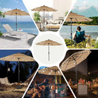 JIOABL 10FT Solar LED Patio Umbrella with Tilt & Vent, 32 LED Lights, 8 Ribs, UV-Resistant & Water-Resistant for Garden, Deck, Patio
