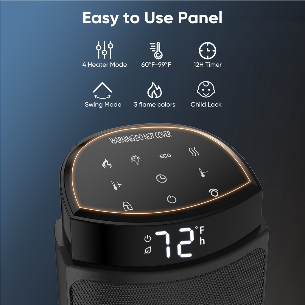 JIOABL Electric Space Heater with Remote and Thermostat, Overheating Protection for Indoor