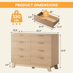 JIOABL Wood Dresser with Fluted Panel Design, Modern Storage Cabinet for Bedroom, Living Room, Hallway, Natural Oak