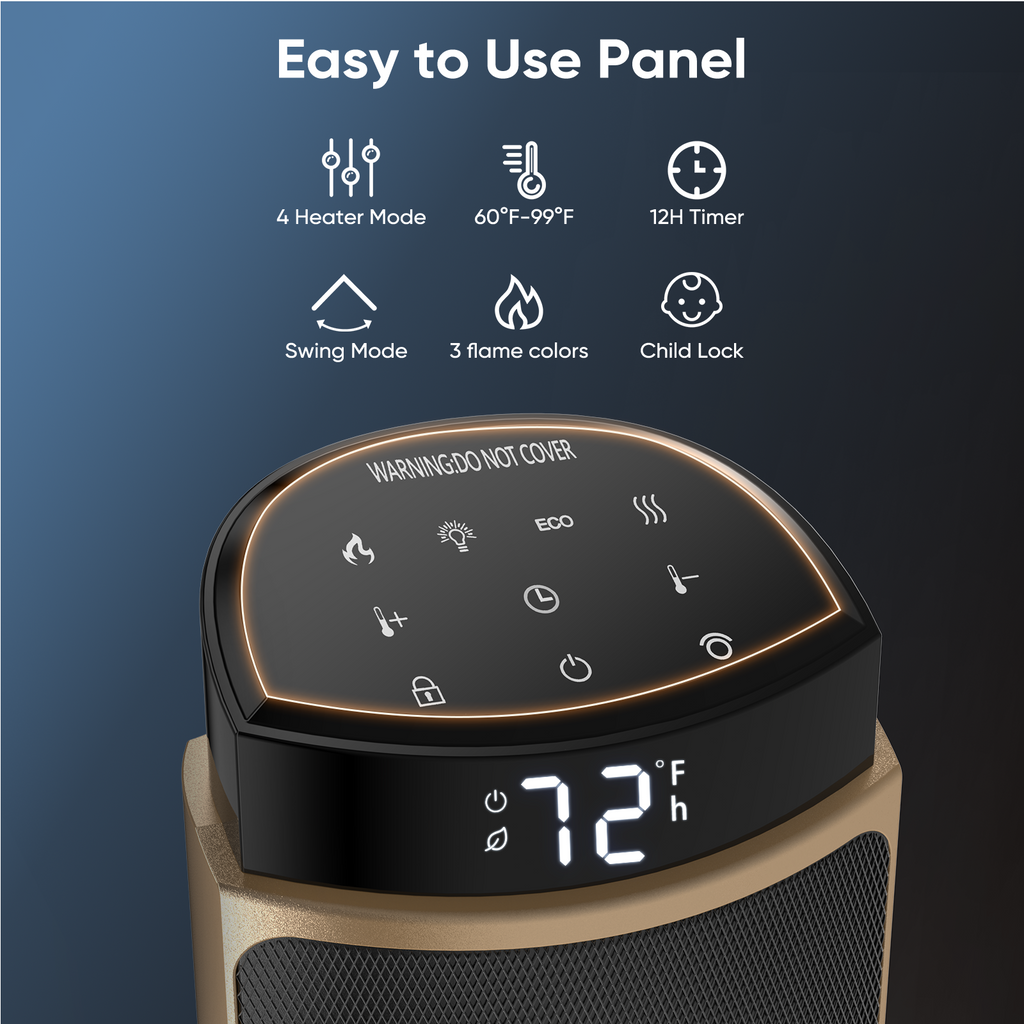 JIOABL Electric Space Heater with Remote and Thermostat, Overheating Protection for Indoor