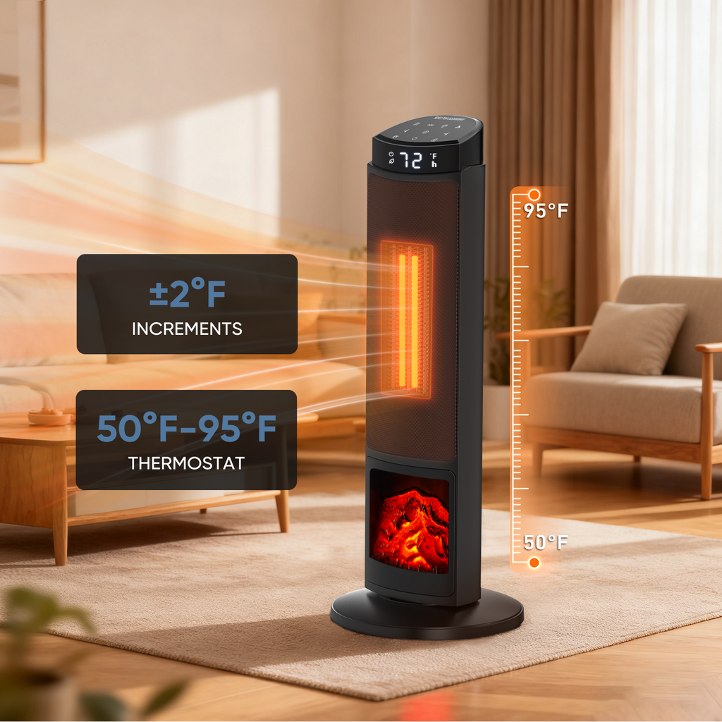 JIOABL Electric Space Heater with Remote and Thermostat, Overheating Protection for Indoor