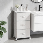 JIOABL Dresser Storage with 3 Drawers, Fabric Tower, Vertical Storage Unit with Wheels & Adjustable Handles for Bedroom, Closet, Office