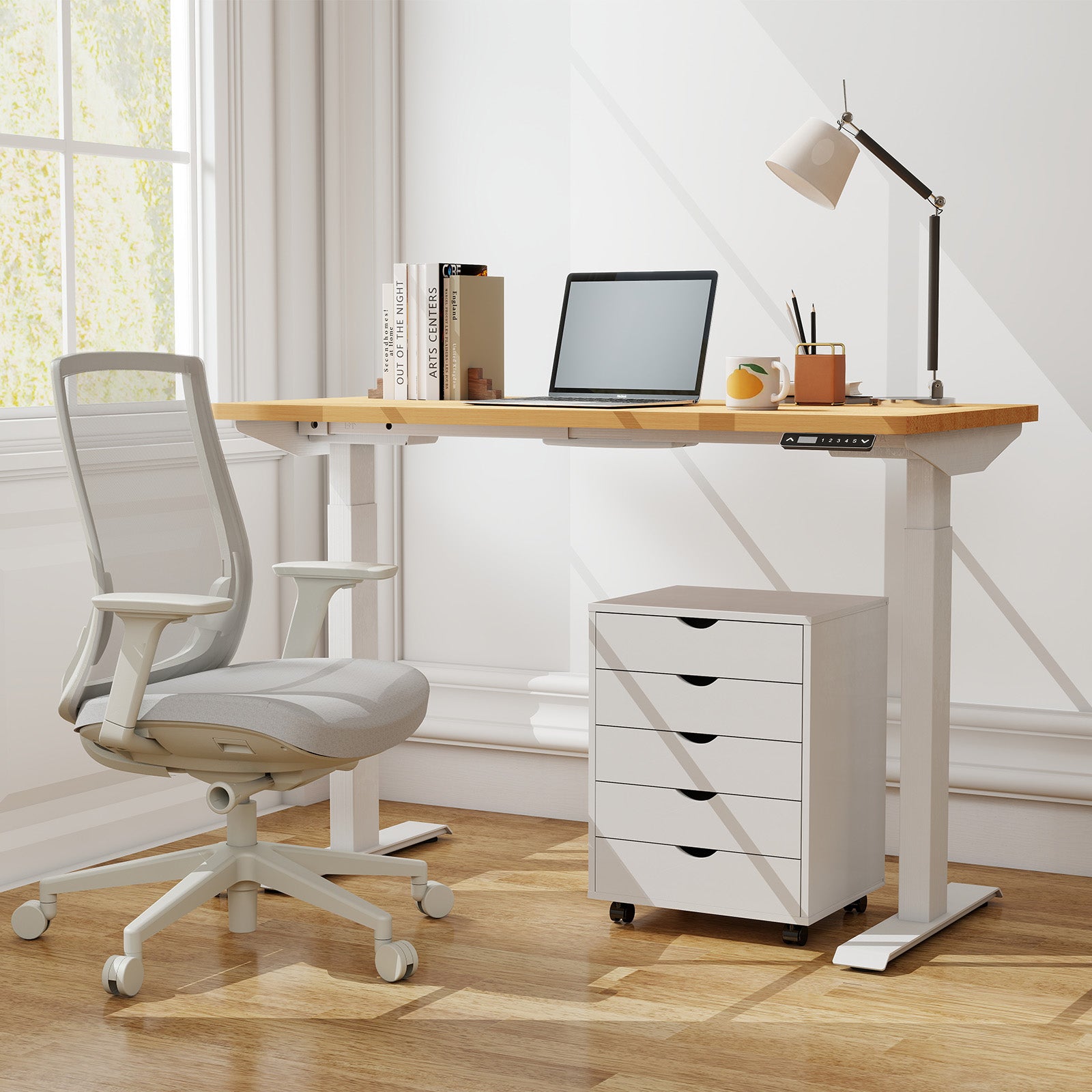 JIOABL 3-Drawer File Cabinet, Lateral Mobile Filing Cabinet Wood Storage Organizer with Wheels, Printer Stand & Open Shelves for Home Office