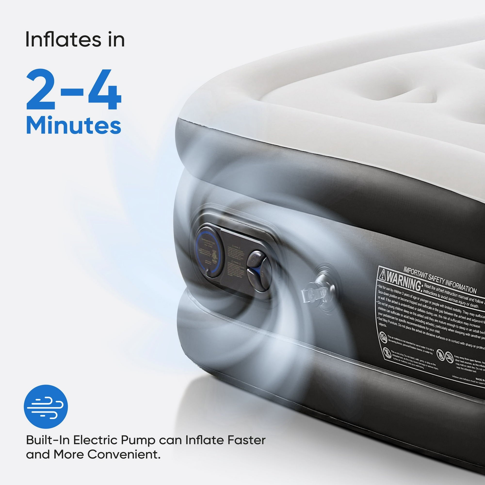 JIOABL  Air Mattress, Portable Low Noise Colchone Inflable with Built in Pump, Maximum Weight Capacity 600 lbs Air Bed for Camping, Beach, Outdoor