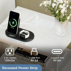 JIOABL Nightstand with USB & Type-C Charging, Fabric Drawers, Metal Frame