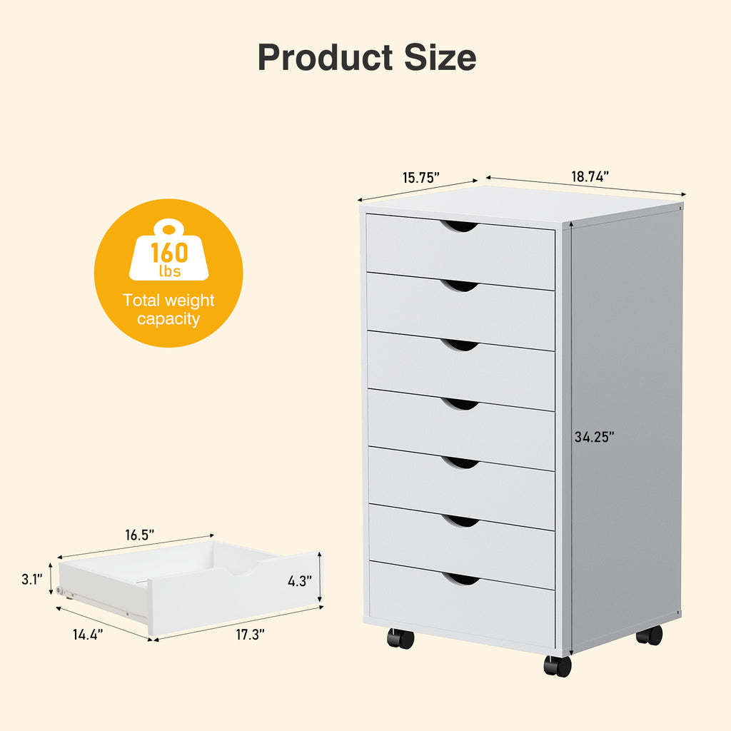 JIOABL 3-Drawer File Cabinet, Lateral Mobile Filing Cabinet Wood Storage Organizer with Wheels, Printer Stand & Open Shelves for Home Office