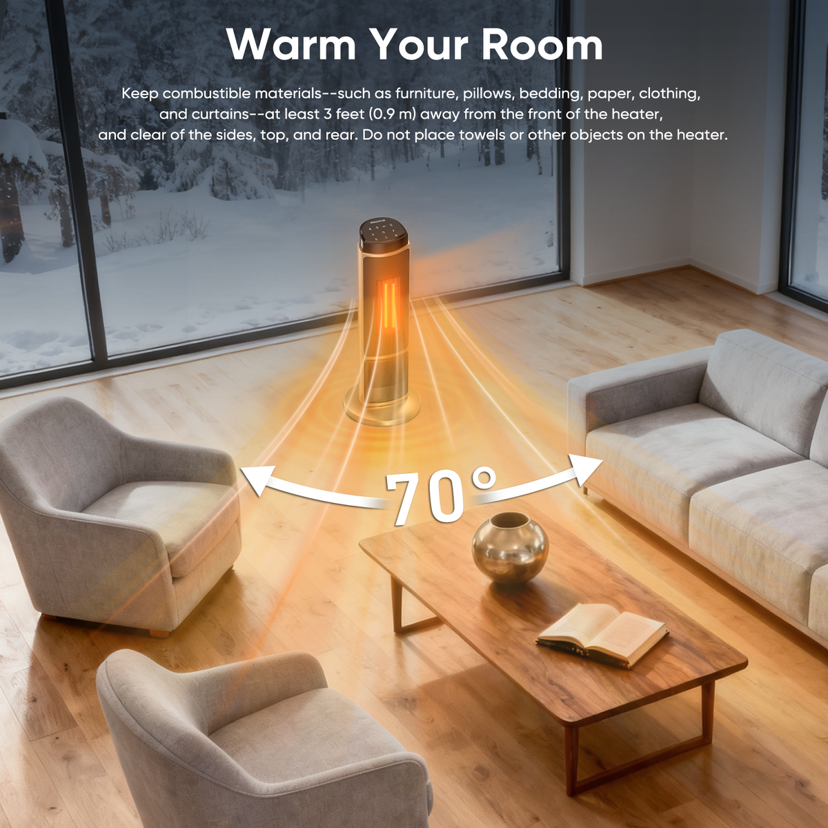 JIOABL Electric Space Heater with Remote and Thermostat, Overheating Protection for Indoor