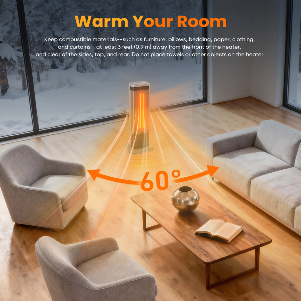 JIOABL Portable Space Heater with Remote, Thermostat, Overheating Protection for Indoor Use