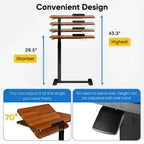 JIOABL Adjustable Overbed Bedside Table with Hidden Wheels for Hospital