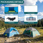 JIOABL Dome Camping Tent, Waterproof Polyester with Rainfly, Easy Setup, Ventilated Windows & Skylights, Portable Backpacking Tent