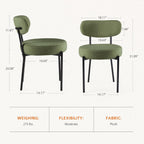 JIOABL Dining Chairs, Boucle Upholstered Kitchen Chairs with Curved Backrest & Metal Legs, Mid Century Modern Round Dining Room Chairs for Vanity, Living Room