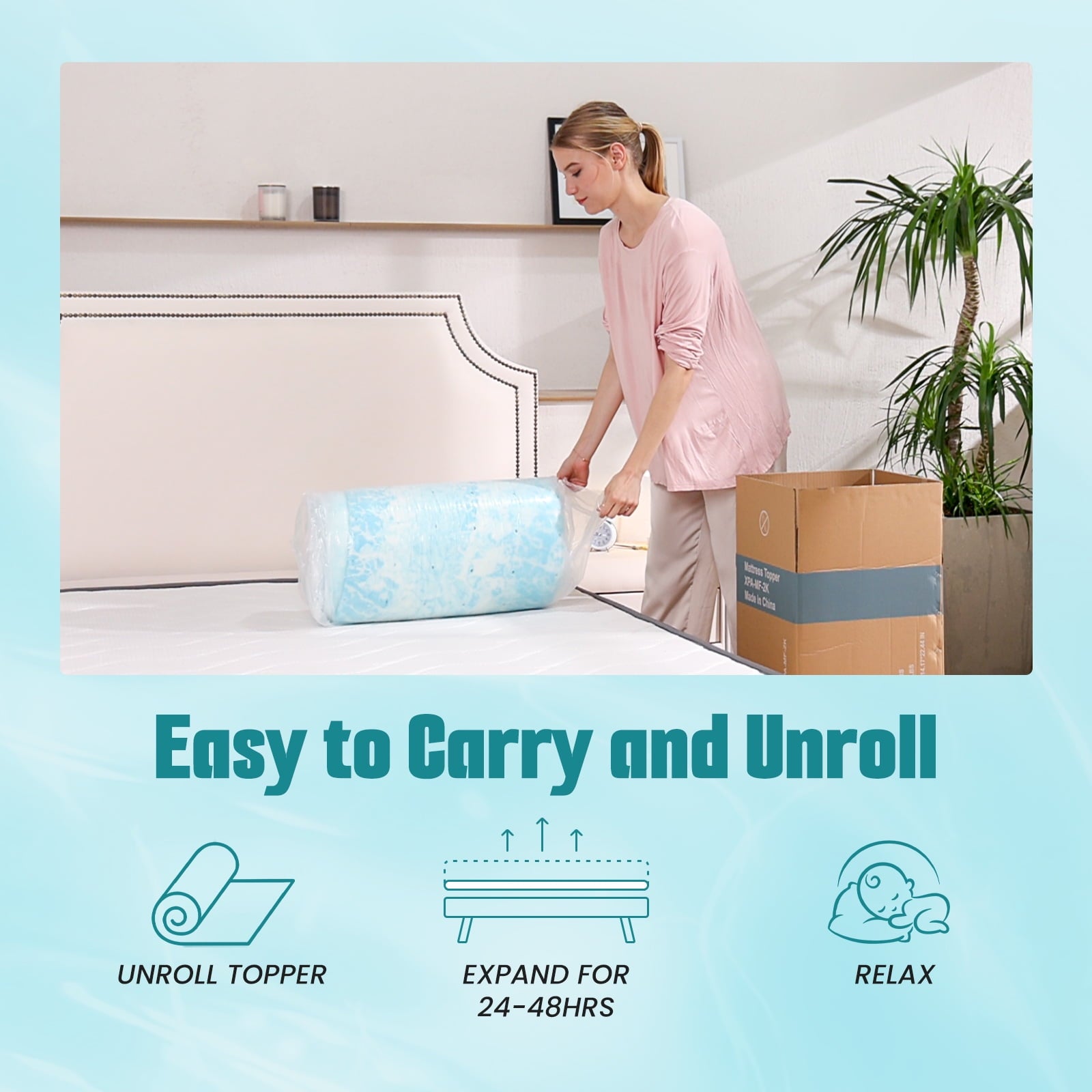 JIOABL  Memory Foam Mattress Topper with Cooling Gel, CertiPUR-US Certified, Pressure Relief & Breathable Comfort Bed Topper, Queen Size, 0 of 8     JIOABL JIOABL 4-Inch Memory Foam Mattress Topper with Cooling Gel, CertiPUR-US Certified, Pressure Relief