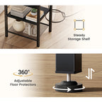 JIOABL 3-Tier Side Table with USB & AC Charging Station, Adjustable Shelves, Multi-Use for Living Room & Bedroom