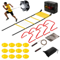 JIOABL Agility Ladder Training Set with Speed Parachute, Hurdles, Cones, Jump Rope for Soccer Football Speed & Agility, Yellow