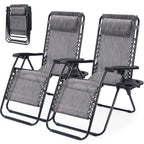 JIOABL 2pcs Adjustable Zero Gravity Chair with Pillow and Cup Holder,Patio Outdoor Foldable Lawn Lounge Chairs, Metal