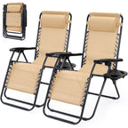 JIOABL 2pcs Adjustable Zero Gravity Chair with Pillow and Cup Holder,Patio Outdoor Foldable Lawn Lounge Chairs, Metal