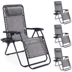 JIOABL 2pcs Adjustable Zero Gravity Chair with Pillow and Cup Holder,Patio Outdoor Foldable Lawn Lounge Chairs, Metal