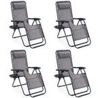 JIOABL 2pcs Adjustable Zero Gravity Chair with Pillow and Cup Holder,Patio Outdoor Foldable Lawn Lounge Chairs, Metal