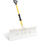 JIOABL 36 inch Snow Pusher, Reversible ABS Blade, Rust-Resistant Steel Handle, Manual Snow Plow with Multi-Point Fastening for Driveways ,Walkways and Yard