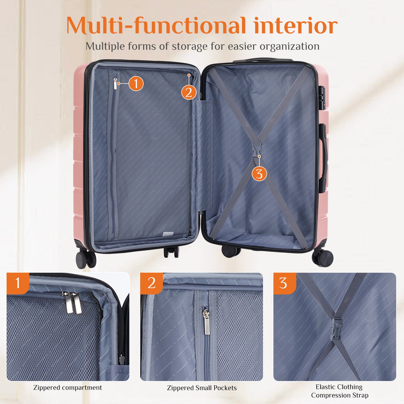 JIOABL Carry on Luggage, Hard Shell ABS Suitcase with Double Spinner Wheels, Lightweight Expandable Rolling Suit Case with TSA Lock