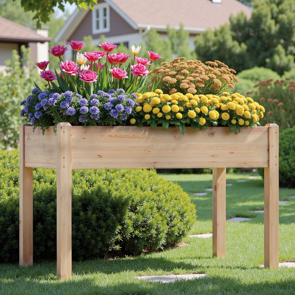 JIOABL Raised Garden Bed with Legs, Elevated Planter Box w/Bed Liner for Herbs Flowers Vegetables