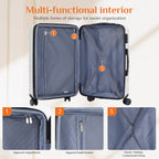JIOABL Carry on Luggage, Hard Shell ABS Suitcase with Double Spinner Wheels, Lightweight Expandable Rolling Suit Case with TSA Lock