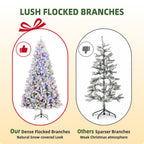 JIOABL Flocked Pre-lit Artificial Christmas Tree with Premium Multicolor Lights