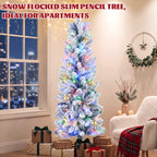 JIOABL Pre-Lit Fraser Fir Pencil Artificial Christmas Tree, Premium Multicolor LED Lights