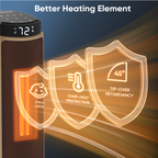 JIOABL Electric Space Heater with Remote and Thermostat, Overheating Protection for Indoor