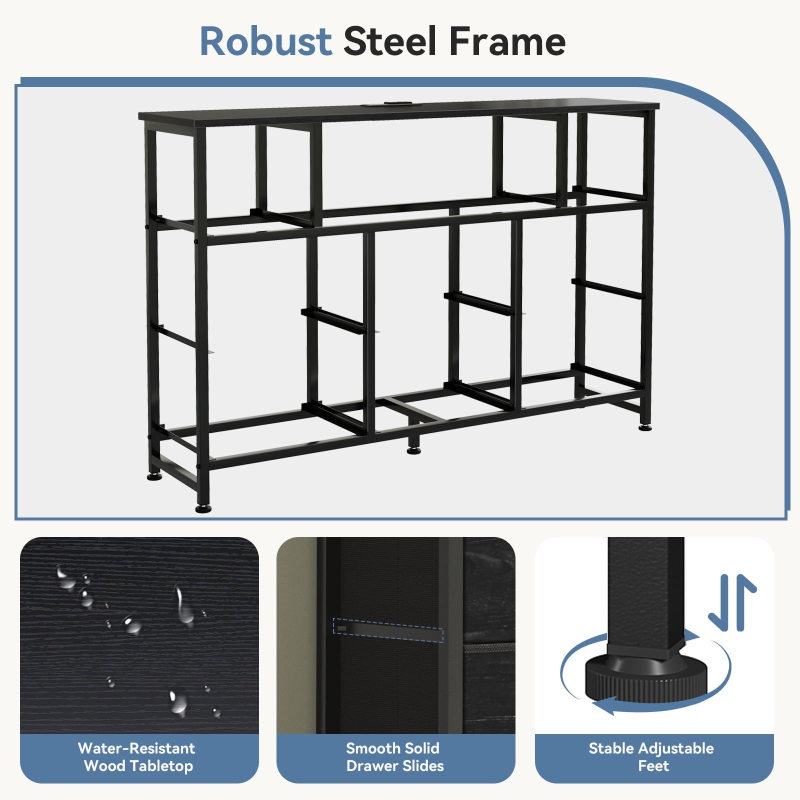 JIOABL TV Stand with 8 Fabric Drawers & Power Outlet, LED TV Console with USB & Type-C, Storage Dresser for Living Room