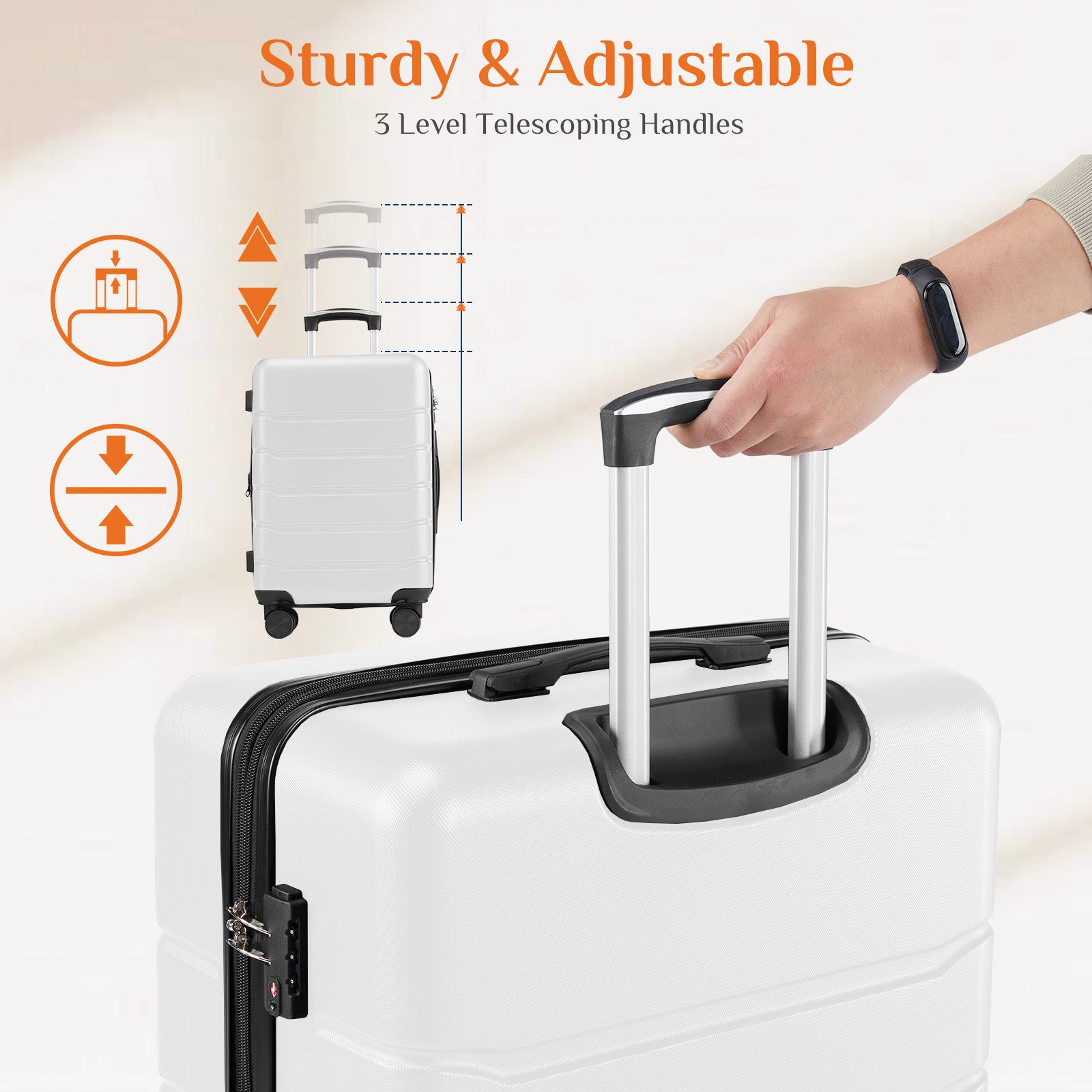 JIOABL Carry on Luggage, Hard Shell ABS Suitcase with Double Spinner Wheels, Lightweight Expandable Rolling Suit Case with TSA Lock