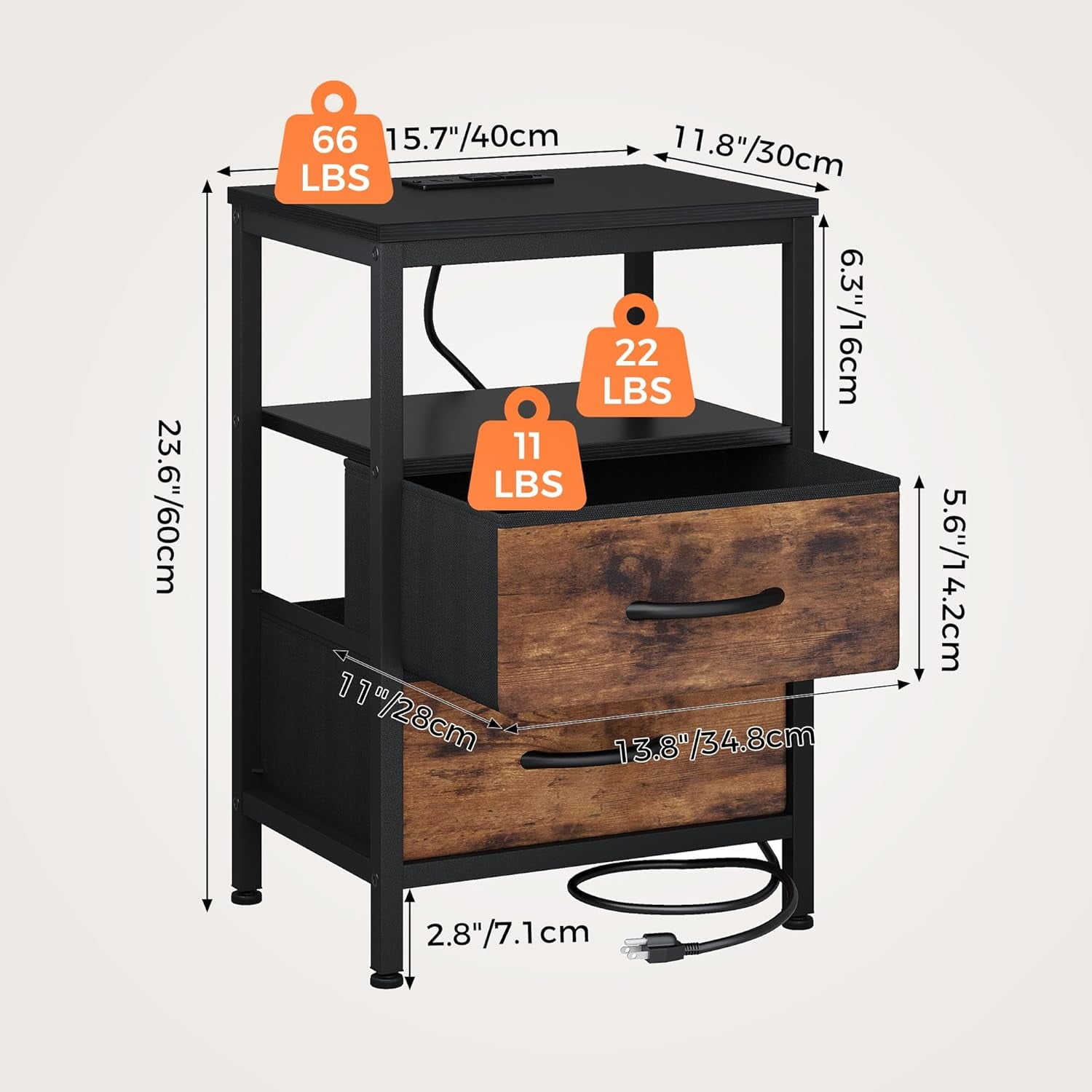 JIOABL Drawer Chest Organizer with Fabric Bins, Dresser for Bedroom, Tall Steel Frame