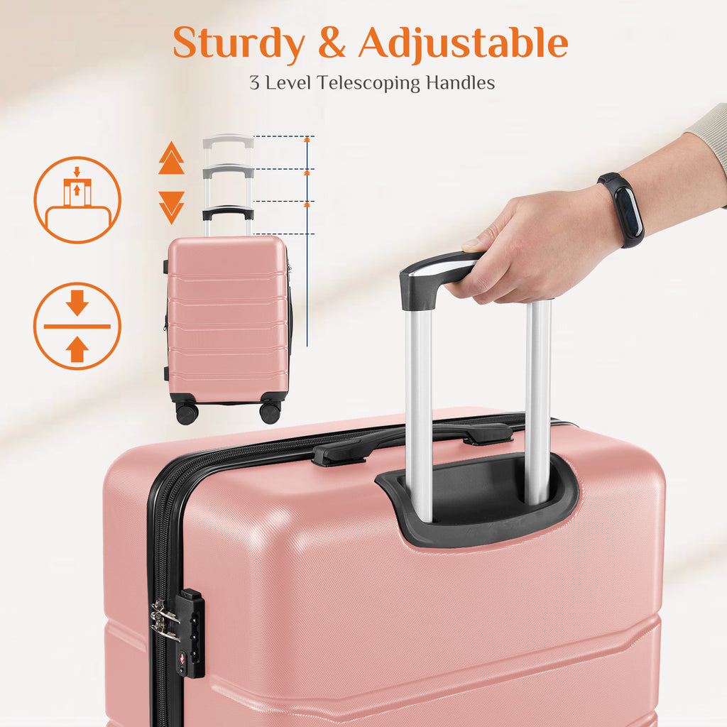 JIOABL Carry on Luggage, Hard Shell ABS Suitcase with Double Spinner Wheels, Lightweight Expandable Rolling Suit Case with TSA Lock
